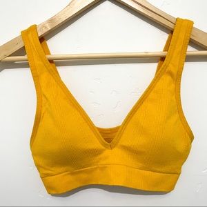 Pink! Yellow ribbed padded bralette sz S
